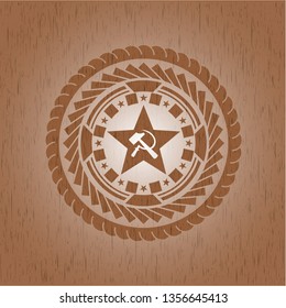 communism icon inside wood emblem