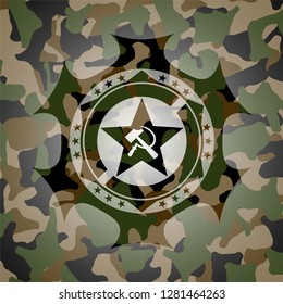 communism icon on camo pattern