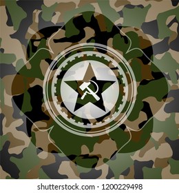 communism icon on camouflage pattern