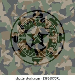 communism icon on camouflage pattern