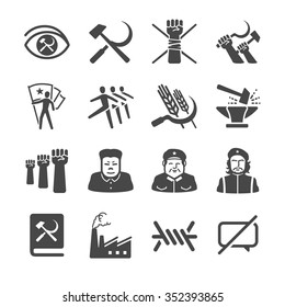 Communism icons. Included the icons as human rights , man power, rice, hands, leader, social and more.