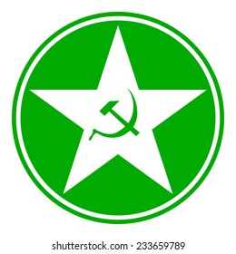 Communism star button on white background. Vector illustration.