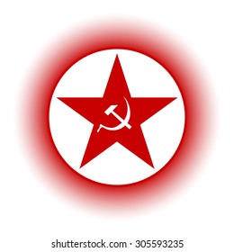 Communism star button on white background. Vector illustration.