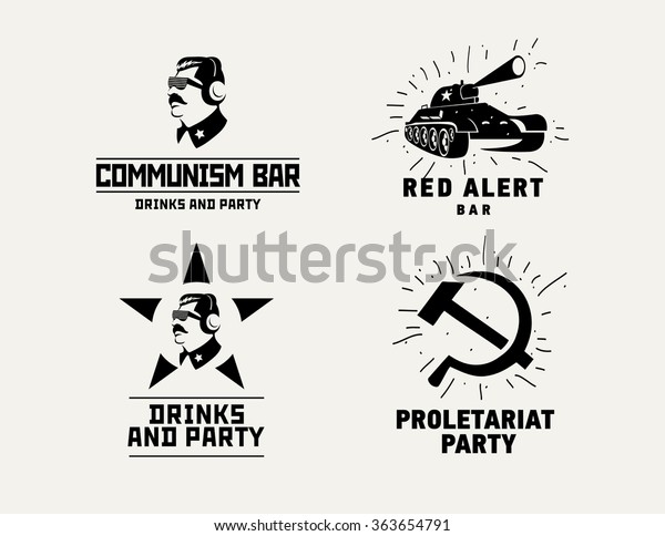 Communism Style Logos Restaurant Bar Design Stock Vector Royalty Free