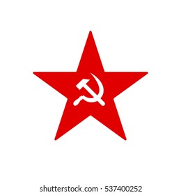 Communist red star with hammer and sickle