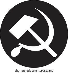 Communist star with hammer and sickle on white background.