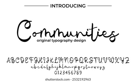 Communities Font Stilvoller Pinsel mit Vektorbuchstaben in Großbuchstaben, Alphabet, Schriftart