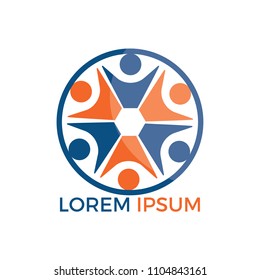 Community abstract logo. Happy People logo. Teamwork symbol. Social logo. Partnership people icon.