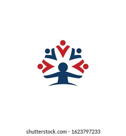Community abstract logo. Happy People logo. Teamwork symbol. Social logo. Partnership people icon.	