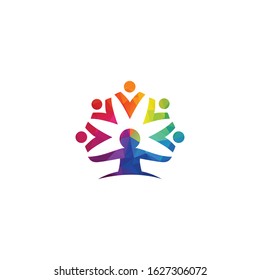 Community abstract logo. Happy People logo. Teamwork symbol. 