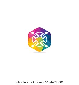 Community abstract logo. Happy People logo. Teamwork symbol.