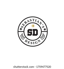 community abstract  logo, initial black letters SD with star