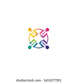Community abstract logo. Partnership people icon.