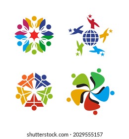 Comunidad, adopción, cuidado, diseño de logotipo de trabajo en equipo vector