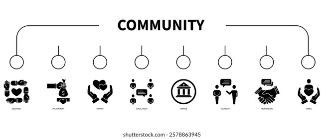 Community banner web icon vector illustration concept