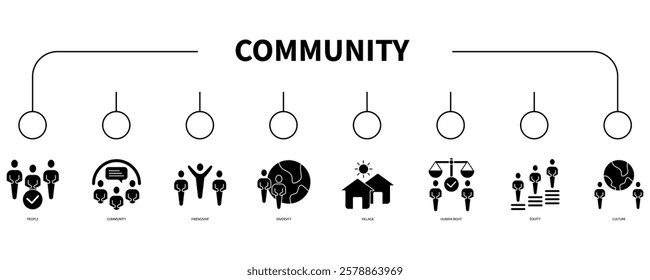 Community banner web icon vector illustration concept