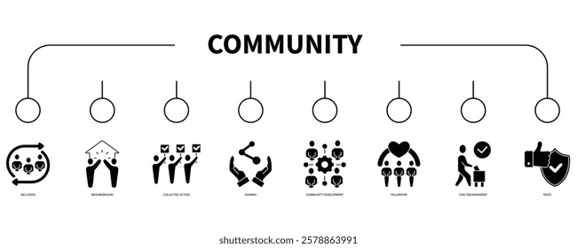 Community banner web icon vector illustration concept