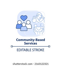 Community based services light blue concept icon. Public health. Medical care service abstract idea thin line illustration. Isolated outline drawing. Editable stroke. Arial, Myriad Pro-Bold fonts used