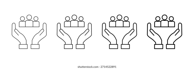 Conjunto de Vectores de iconos de beneficio comunitario en estilo de línea de trazo diferente
