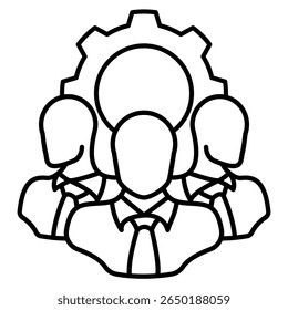 Community Building icon represented by community, gear Line style.