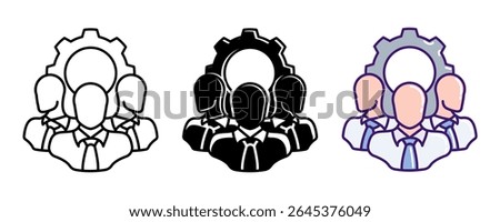 Community Building icon represented by community, gear Line, Filled, Color style.