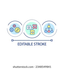 Community building loop concept icon. Social network and communication. Connecting people abstract idea thin line illustration. Isolated outline drawing. Editable stroke. Arial font used