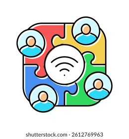 community building social media color icon vector. community building social media sign. isolated symbol illustration