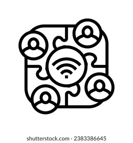 community building social media line icon vector. community building social media sign. isolated contour symbol black illustration
