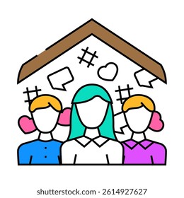 community building social media line icon vector. community building social media sign. isolated symbol illustration