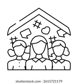 community building social media line icon vector. community building social media sign. isolated contour symbol black illustration