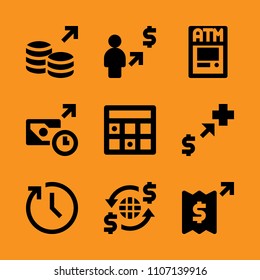 community, calculation, chronometer and closeup icon set. Vector illustration for web and design.