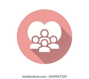 Icono plano de cuidado comunitario. Ilustración simple con sombra larga para gráfico y Diseño web.