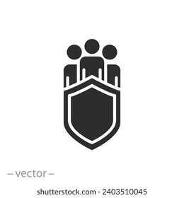 community care icon, people safety, person group save, protection team, flat symbol - vector illustration