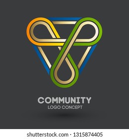 Community care logo. Connecting people logo design. Human and corporate friendship background. Business networking vector.