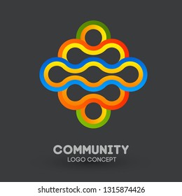 Community care logo. Connecting people logo design. Human and corporate friendship background. Business networking vector.