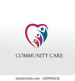 Concepto de diseño del logotipo de cuidado comunitario