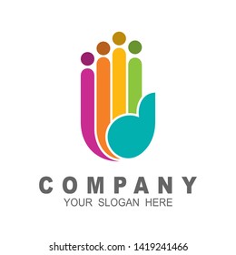 community care logo design, people and colorful logo, charity icon, colorful icon