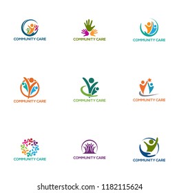 community care logo design, vector illustration