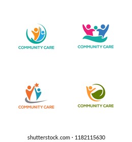 community care logo design, vector illustration