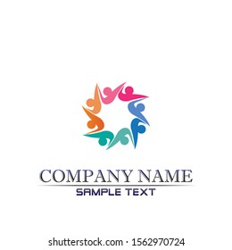 Community Care Logo People Icons In Circle Vector Concept Engagement Togetherness