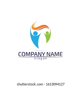 Community Care Logo People Icons and tree leave In Circle Vector Concept Engagement Togetherness