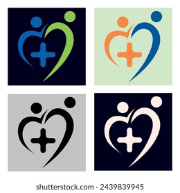 Community Care Logo, Vector Template, Teamwork, Heart, People, Family Care, Love Logos. Charity Foundation, Creative Charity Donation Sign illustration