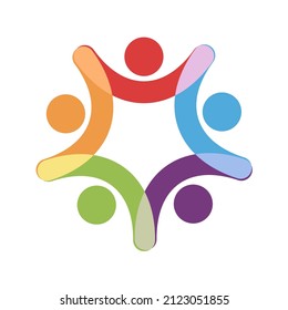 Community Care People, Social Unity Concept Vector Logo With Bright Colors