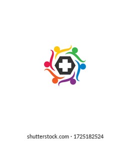 Atención comunitaria, concepto de trabajo en equipo Ilustración del logotipo