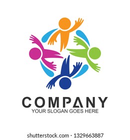 community care vector, people group, social relationship icon, charity symbol, human caring, kids and adoption logo, people teamwork, colorful and circular people logo design template