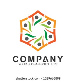 community care vector, people group, social relationship icon, charity symbol, human caring, kids and adoption logo, people teamwork, colorful and circular people logo design template