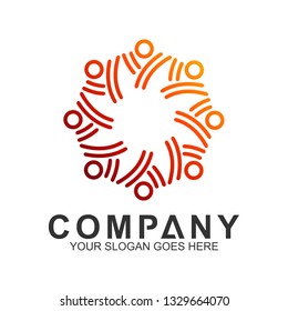 community care vector, people group, social relationship icon, charity symbol, human caring, kids and adoption logo, people teamwork, colorful and circular people logo design template