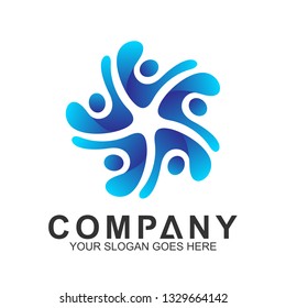 community care vector, people group, social relationship icon, charity symbol, human caring, kids and adoption logo, people teamwork, colorful and circular people logo design template