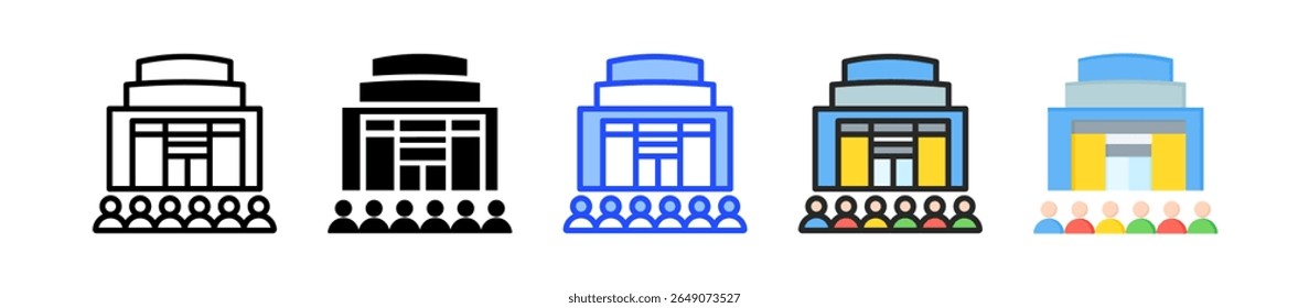 Coleção De Ícones Do Community Center Com Vários Estilos