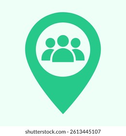 Community Center Pin Location Icon - Green Map Marker for Events, Gatherings, and Social Hubs